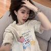 Pure Cotton European Goods American Retro Short-sleeved T-shirt Women's Summer Loose Fat Mm Lazy Niche Design Half-sleeved Top
