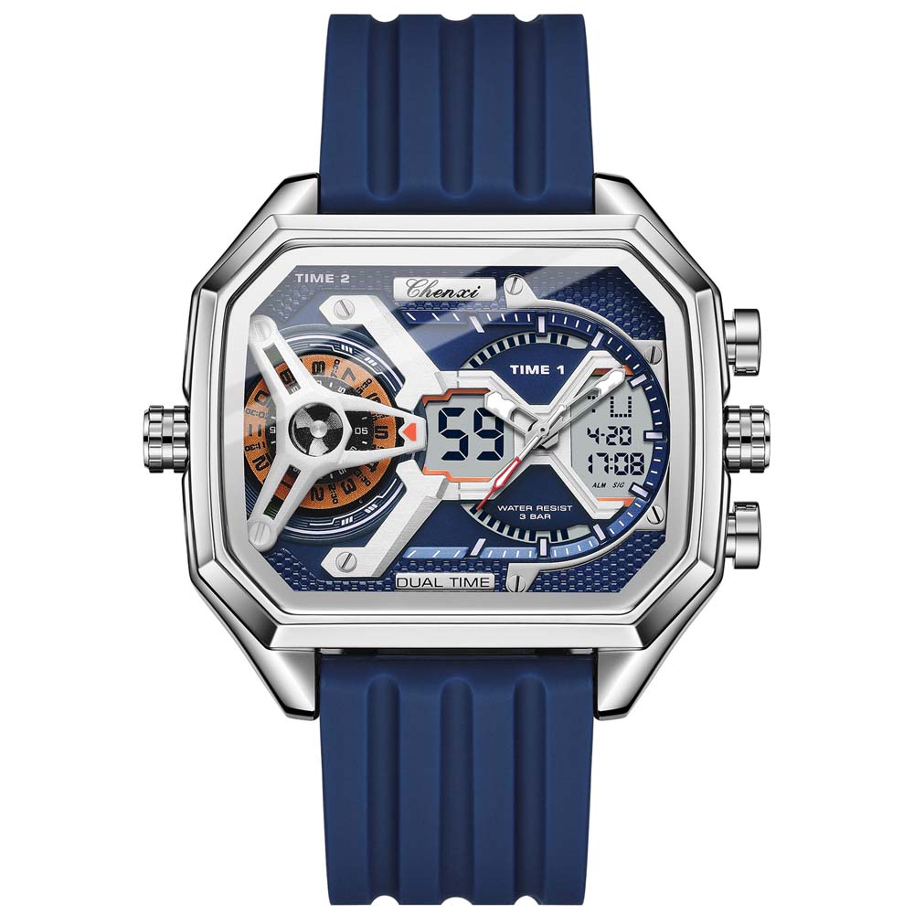 CHENXI Men's Watch New Large Dial Digital Watch Dual Display Fashionable Multifunctional Sports Watch Waterproof Male Watch
