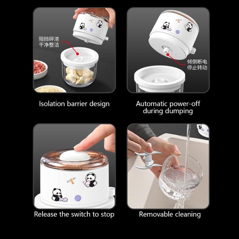 Wireless Electric Food Processor 350ml Glass Container Chopper Garlic Crusher Efficient Meat Vegetables Chopping Tool