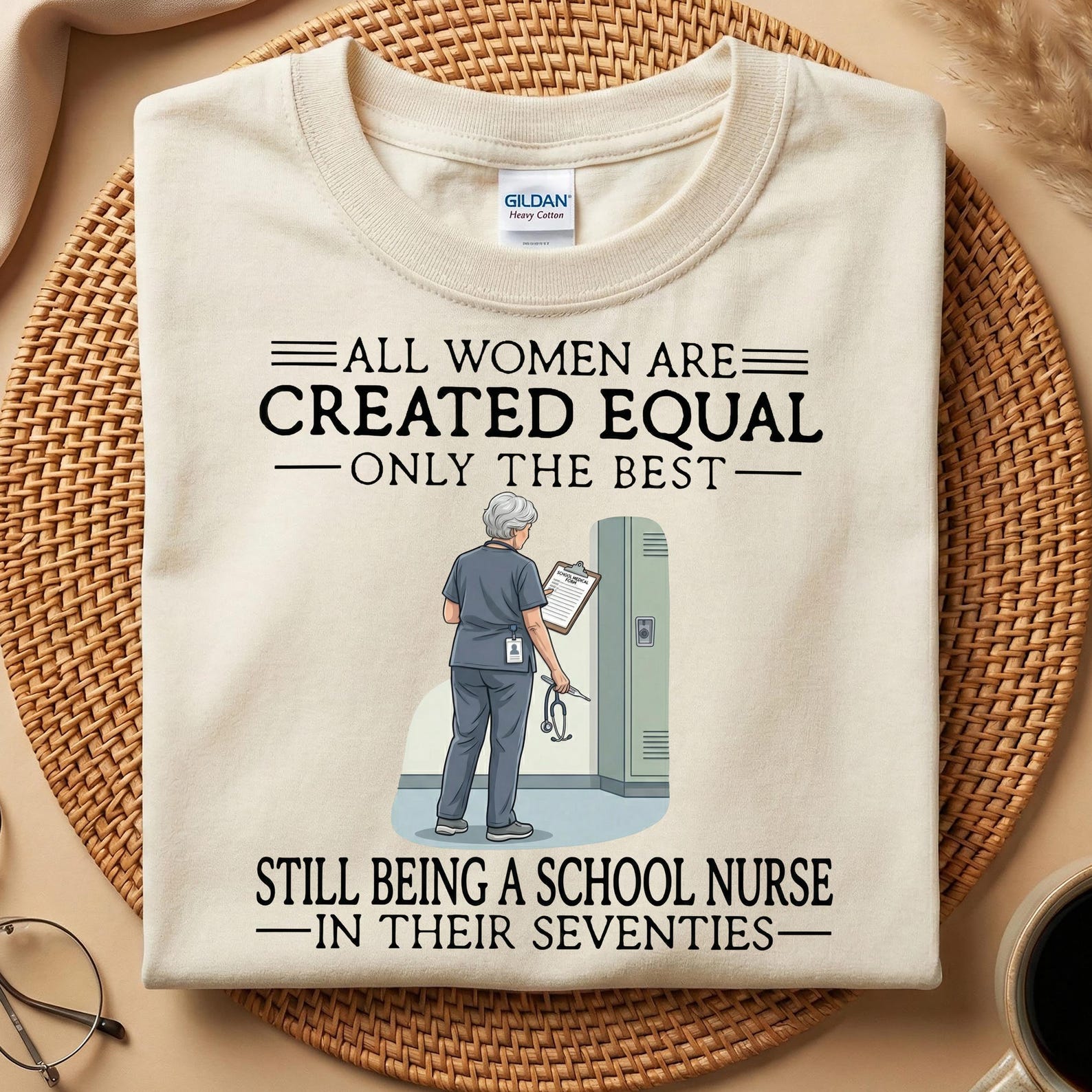 Still Being A School Nurse In Their Seventies T-Shirt, 70th School Nurse Birthday Tee, Retired Nurse Gift, Campus Nurse Shirt XL