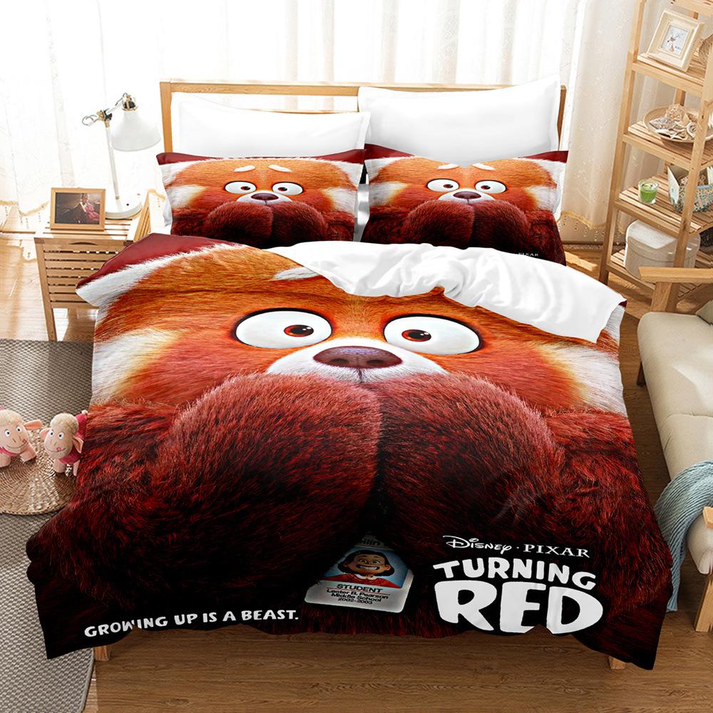 Cute Printed Three-Piece 3D Digital Printed Quilt Cover Pillowcase