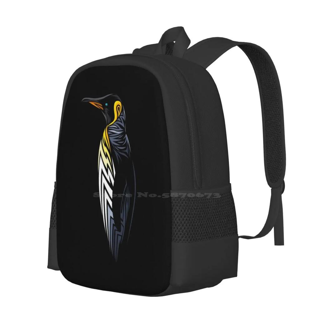 Tribal Penguin Large Capacity School Backpack Laptop Bags Penguin Tribal Tattoo Tattu Iceberg Antarctica