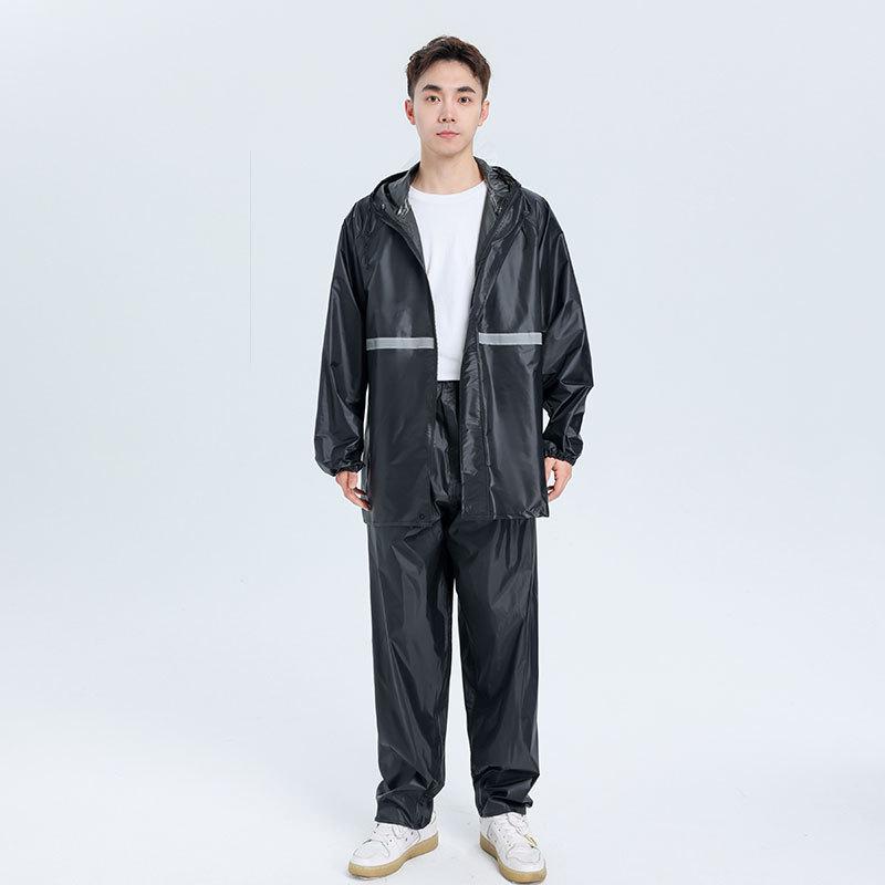 Men's & Women's Thickened Oxford Cloth Cycling Rain Suit: Black/Navy, Reflective & Wear-Resistant.