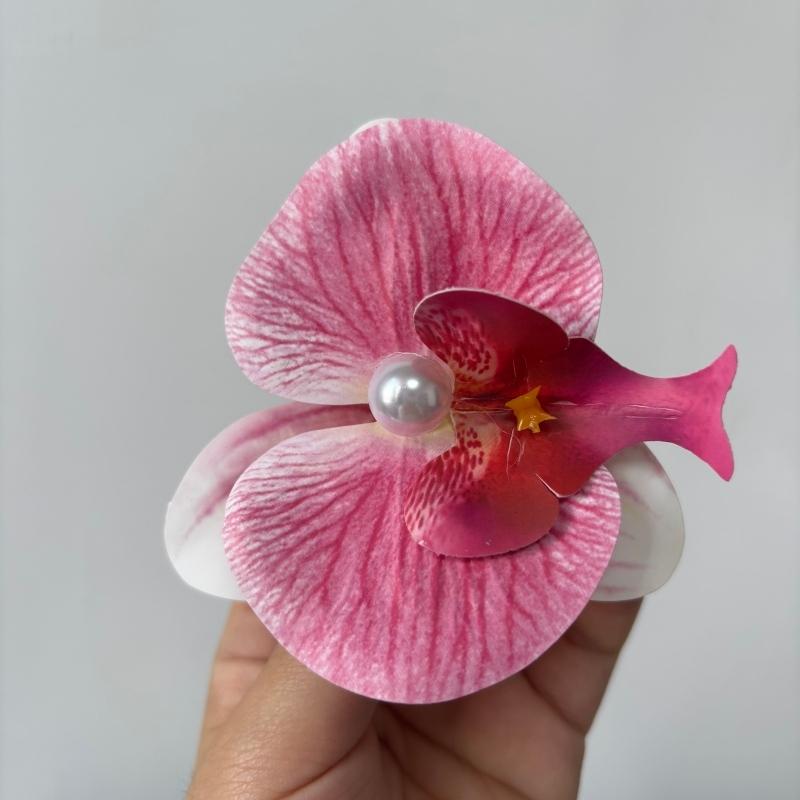 

Sweet Phalaenopsis Hair Clip Women s Vacation Versatile Side Clip Artificial Flower Hair Accessories