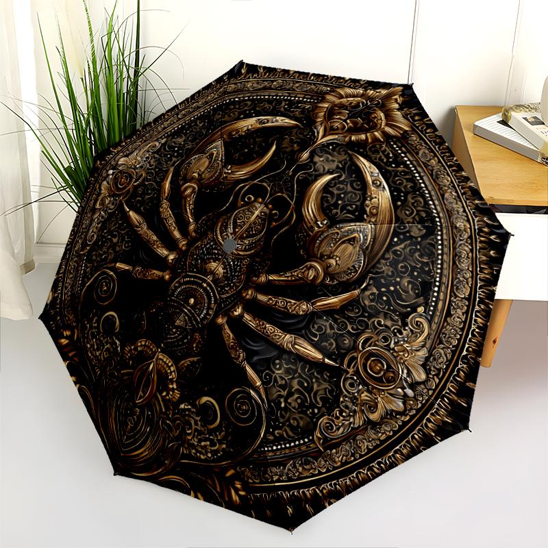 Sacred Animals pattern, automatic folding umbrella, portable and foldable design, 8 ribs, a Christmas or birthday gift.