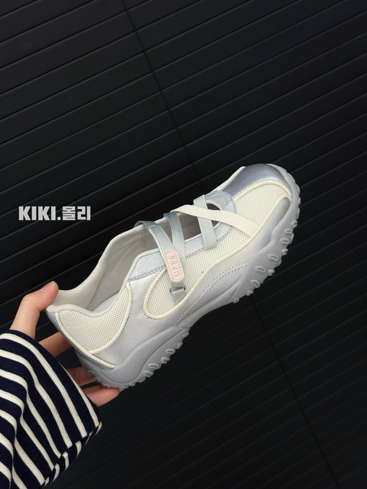 

Summer 5.5 heightening ballet sandals women s summer breathable Mary Jane platform casual sneakers 40 срібні білого кольору