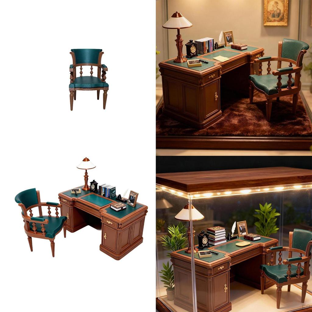 1/12 Amerikanisches Mini-Bürostuhl-Set, Rolle, Feengarten Puppenhaus Dekorationszubehör