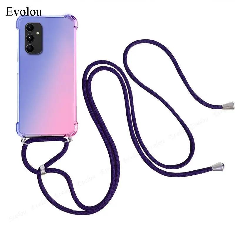 For Samsung S26 Ultra S26 Edge Gradient Soft TPU Crossbody Lanyard Case For Galaxy S26Plus + Airbag Shockproof Protection Cover For Galaxy S26