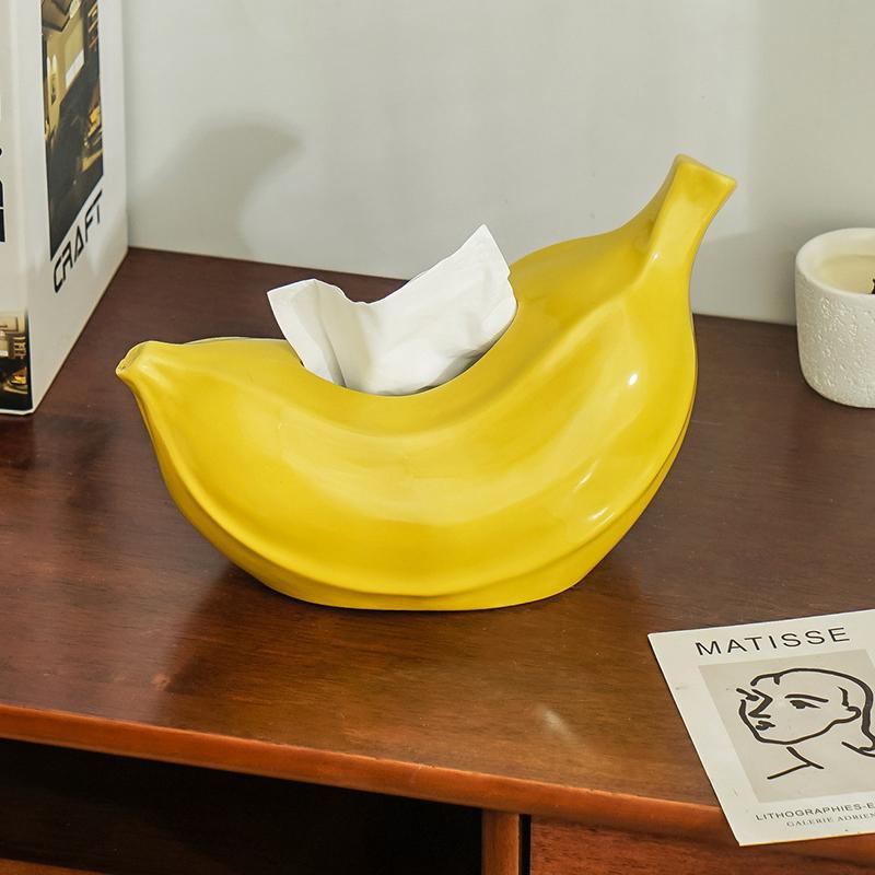 Keramik Kreative Bananen Taschentuchbox Wohnzimmer Couchtisch Heimdekoration Dopamin Papier Schubladenbox Anti Angst Ornament
