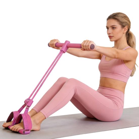 4/8-Tube Pedal Ankle Puller Resistance Band with Handle Elastic Yoga Sit-up Pull Rope Men Women Pedal Tensioner Exerciser Workout Equipment