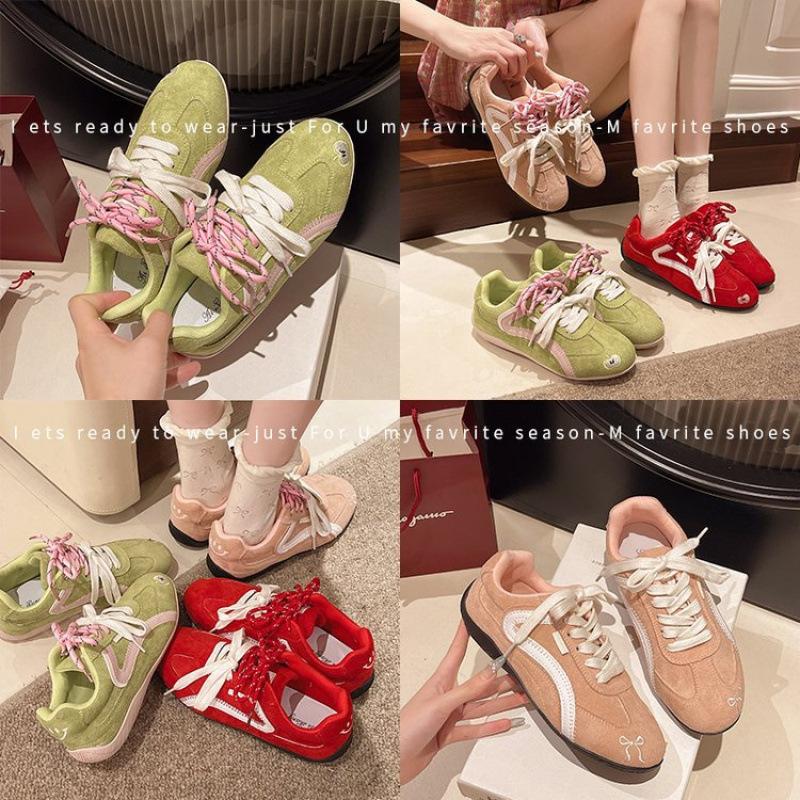 Jumei Red German Training Shoes Women's Spring 2025 New Versatile Round Head Casual Sports Shoes Lace-up Forrest Gump Shoes