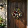 All Season Floral Decor Fall Leopard Print Wreath for Front Door Artificial with Home Blessed Sign Faux Peony Flower Wall Hanging Thanksgiving