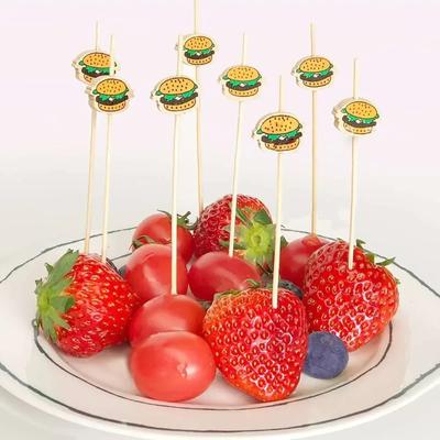 Hamburger Decorative Bamboo Stick Disposable Fruit Stick Snack Skewer Dessert Signature Sandwich Signature Party Bento Tool