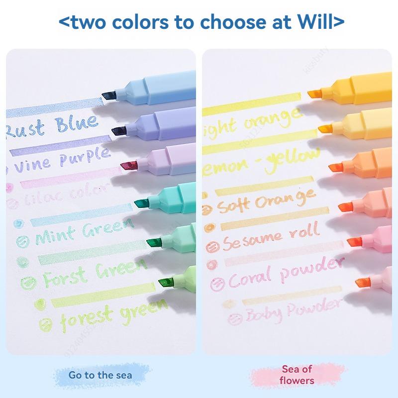 Xiaomi 6/12 Colors Highlighters Cute Pastel Pens Bible Pens Soft Tip Aesthetics Markers Kawaii Stationary for Students School Supplies