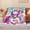 1pc Hello Kitty, Unicorn, RainbowDigital Print Fleece Blanket - Contemporary Style, Suitable for All Seasons, Perfect for Home, Travel, or C