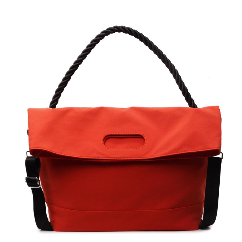 

Large capacity bright color fashion casual shoulder bag new nylon portable storage bag simple and versatile mommy bag women оранжевый