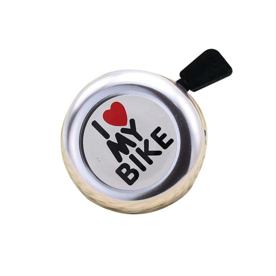 

Симпатичний I Love My Bike Велосипедний дзвінок із друкованим принтом Чистий звуковий попереджувальний дзвінок срібний