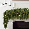 Artificial Christmas Decor Pre-Lit Garland Decoration, Real Touch Cedar Cypress Pine Greenery with Decorative for Holiday Parties LED Light