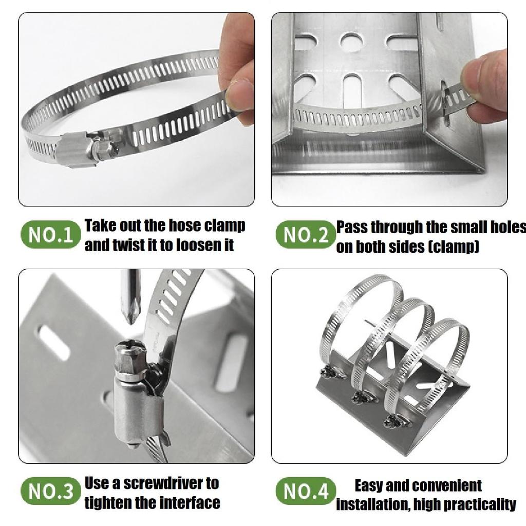 Wall Mount Bracket Stainless Steel Pole Ring Clamp for Camera Solar Panel PTZ