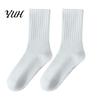 Everyday Wear Thick Socks Solid Color Crew Socks, Thickened Terry Lining Winter Warm Autumn Cold Protection Soft Elastic Cotton Blend for Daily