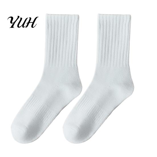 Everyday Wear Thick Socks Solid Color Crew Socks, Thickened Terry Lining Winter Warm Autumn Cold Protection Soft Elastic Cotton Blend for Daily