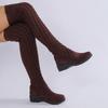Strick Stretchy Oberschenkelhohe Stiefel Damen Herbst Runde Spitze Dicke Sohle Sockenstiefel Rutschfest Verschleißfest Keilabsatz Über das Knie Schuhe