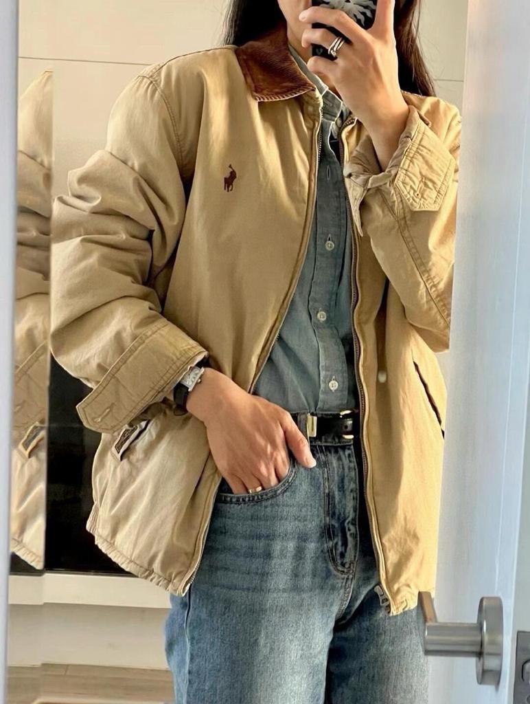 Unisex RL Pony Dicke Reversjacke - Klassische Retro Bestickte Baumwollmode.