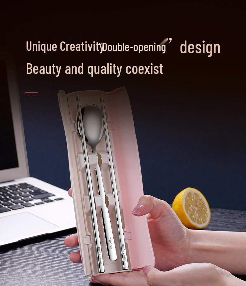 316 Stainless Steel Portable Cutlery Set: Chopsticks, Spoon, and Fork for One Person