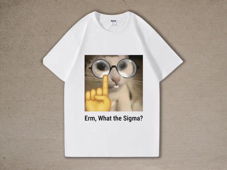 Erm What The Sigma Funny Cat Emojis Cotton Printed Unisexs and Unisexs Tshirts New Strange Emojis Cat Loose Casual Tshirt