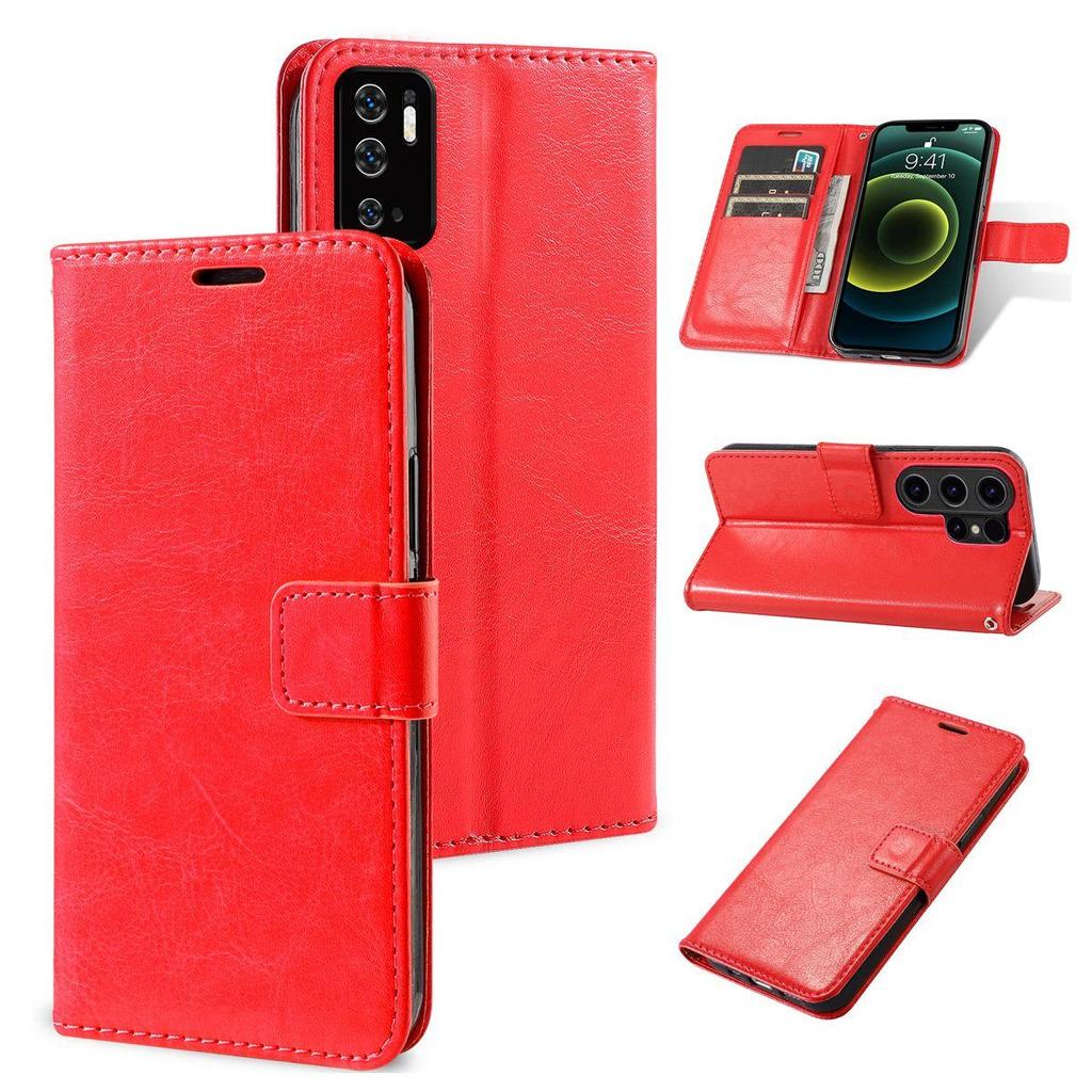 Crazy‑Horse Texture PU Leather Phone Case for Xiaomi Redmi Note 10 5G,POCO M3 Pro 5G Magnetic Buckle Card Slots Kickstand Shockproof TPU Inner Cover