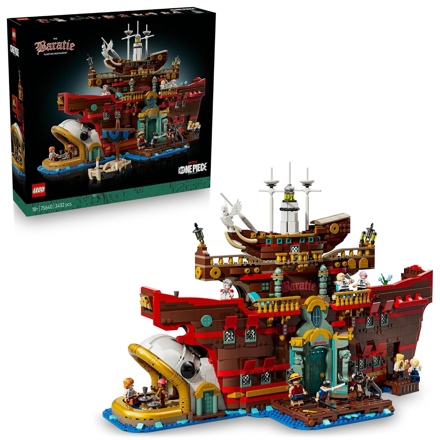 LEGO One Piece Ocean Restaurant Baratie Mihawk Night Black Blade Zoro Wado Ichimonji Three-Sword Style Zeff Garp Coby Helmeppo Toy Birthday Present