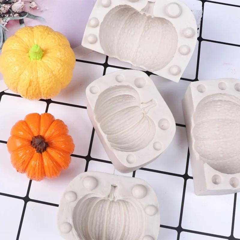 Wholesale Halloween Pumpkin Shape Cake Candles Resin Mould Aromatherapy Plaster 3D Silicone Mold Kitchen Baking Tool Decoration
