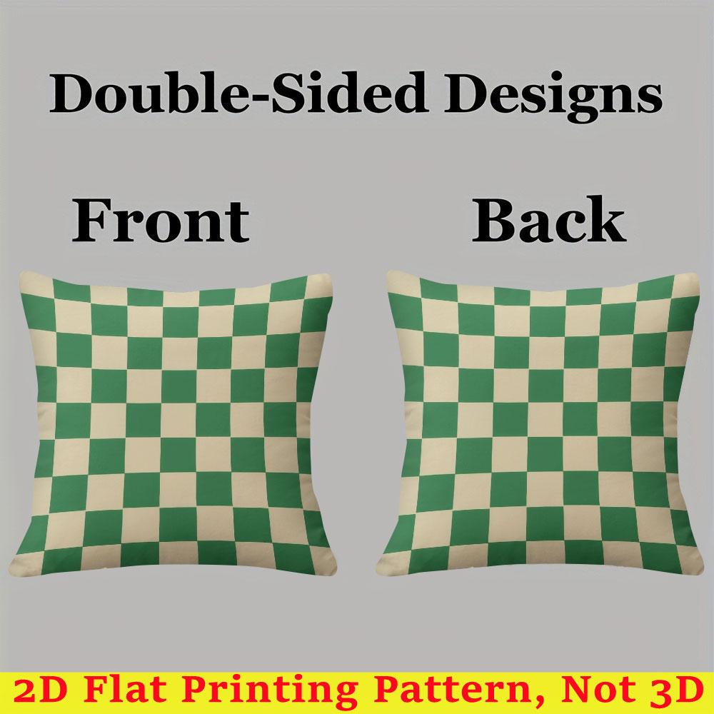Classic Green Checkerboard Square Jacquard Pillow Cover for Sofa Office Waist Cushion Cover Home Decorative Pillowcase