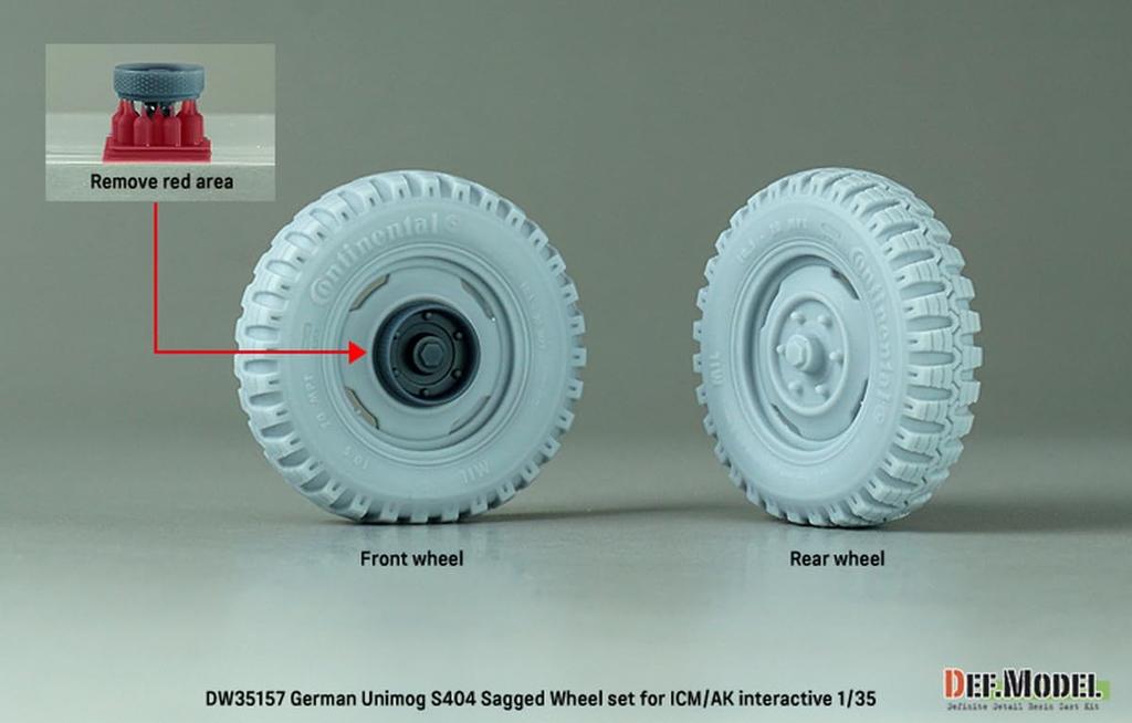 Diff Model 1/35 Scale Modern German Unimog S404 Weight-Deforming Tire Set (for AK Interactive/ICM) Plastic Model Kit Parts DW35157