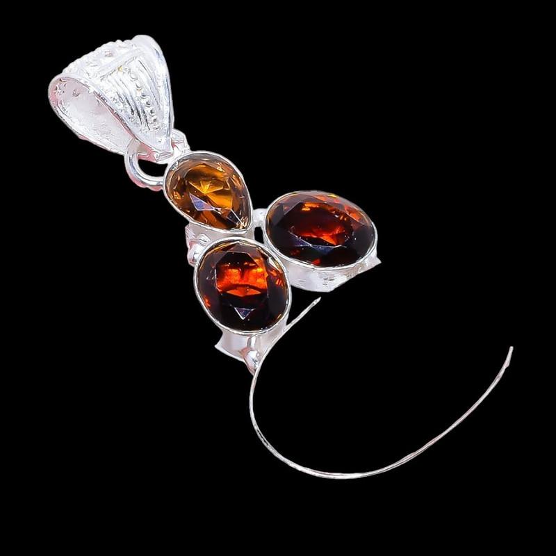 Pink Opal, Smokey Gemstone 925 Sterling Silver Jewelry Pendant 2.0"  AH-3268