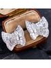 Huitan Sparkling Bow Shaped Stud Earrings for Women Full Paved Geometric CZ Exquisite Female Accessories Wedding Party