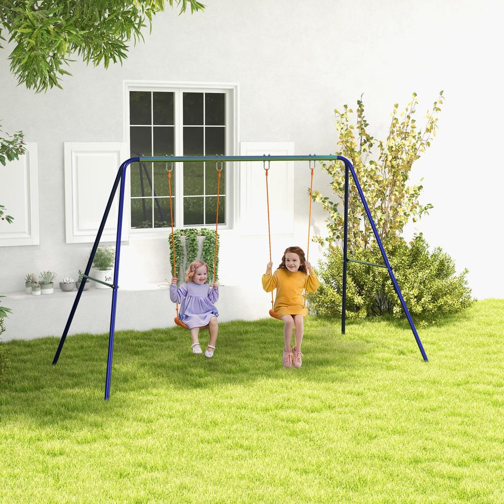 Kids' Swing Set with 2 Swing Seats, for 3-8 Years, Steel, 2.7 x 1.6 x 1.8 m