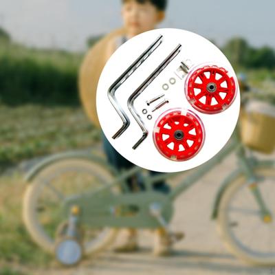 2 Stycken Cykel Stödhjul Hjälp Praktiska Blinkande Tysta Tillbehör Bak Barn