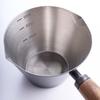 Wood Handle Coffee Measuring Cup Stainless Steel Pouring Cup Espresso Measuring Dosing Cup  Milk