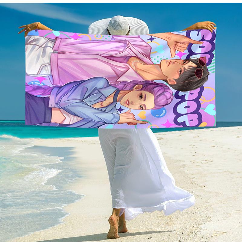 1pc KPop Demon Hunters20 Beach Towel, Comfortable and Thick, and Swimming/Bath/Picnic/Camping Towel, Suitable for Seaside Beaches