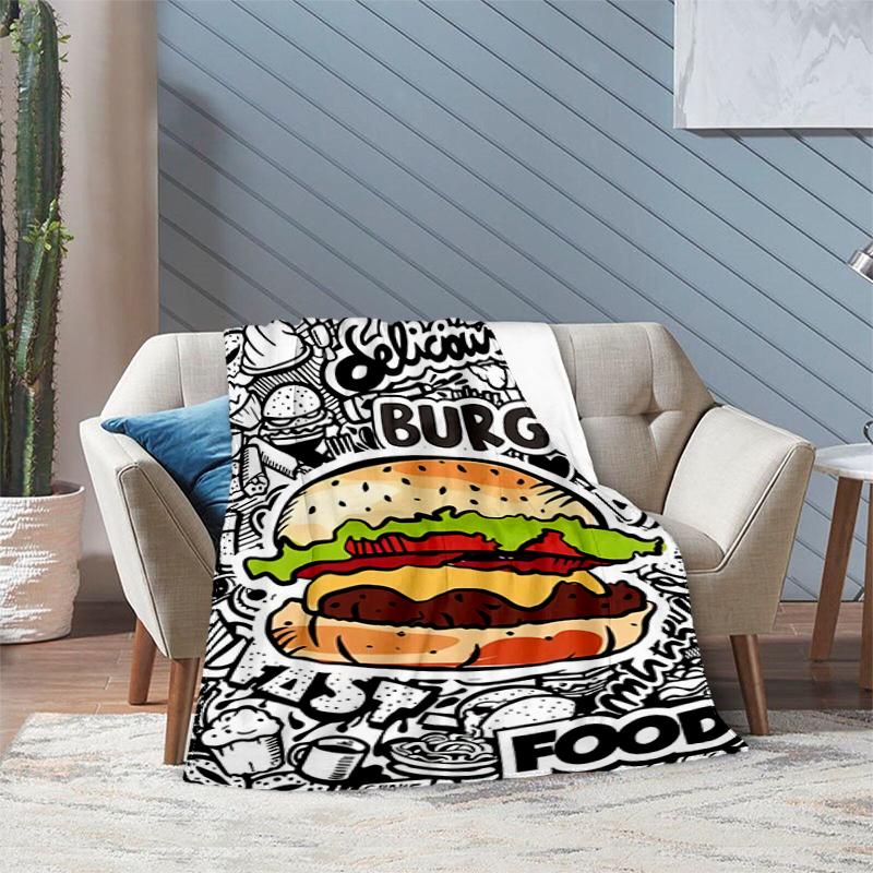 1PC Food Elements printed blanket, all season lightweight home office outdoor nap multifunctional blanket A3