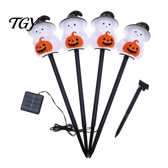Decorative Solar Powered Lamps 4Pcs/Set Halloween Ghost Stake Light, 4-in-1 Pumpkin with LED Automatic Dusk to Dawn Lights Lights, Waterproof Lamp