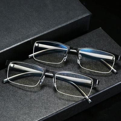 Men Square Frame Business Myopia Glasses Vintage Eye Protection Ultra Light Frame Eyeglasses Vision Care 100~600 Diopter