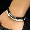 2 Stück/Set Armband mit Natursteinperlen Schwarze Perlen Fitness Fit Life Gebetsarmbänder Armreifen Herrenschmuck