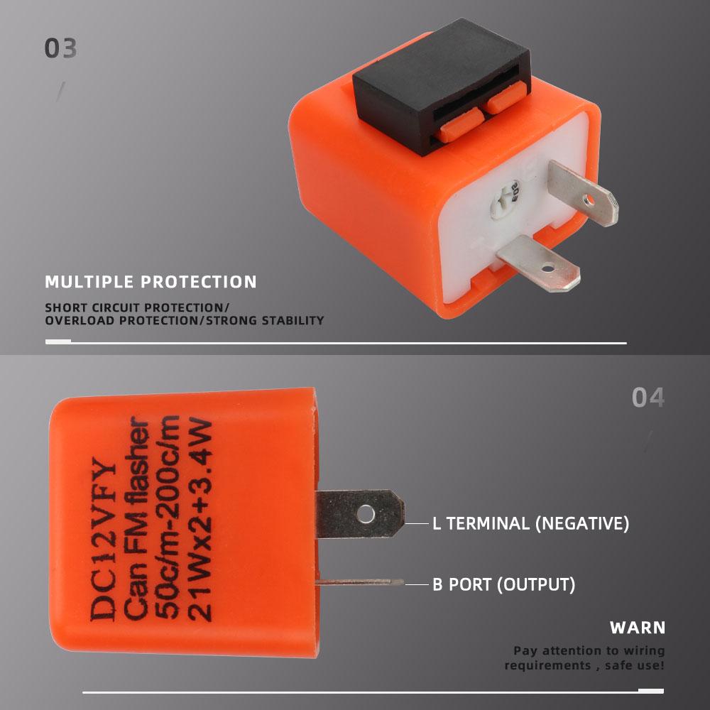2Pin Motorcycle LED Flasher Relay Adjustable Frequency of Turn Signal Blinker Indicator Flasher Relays For Motorbike Accessories