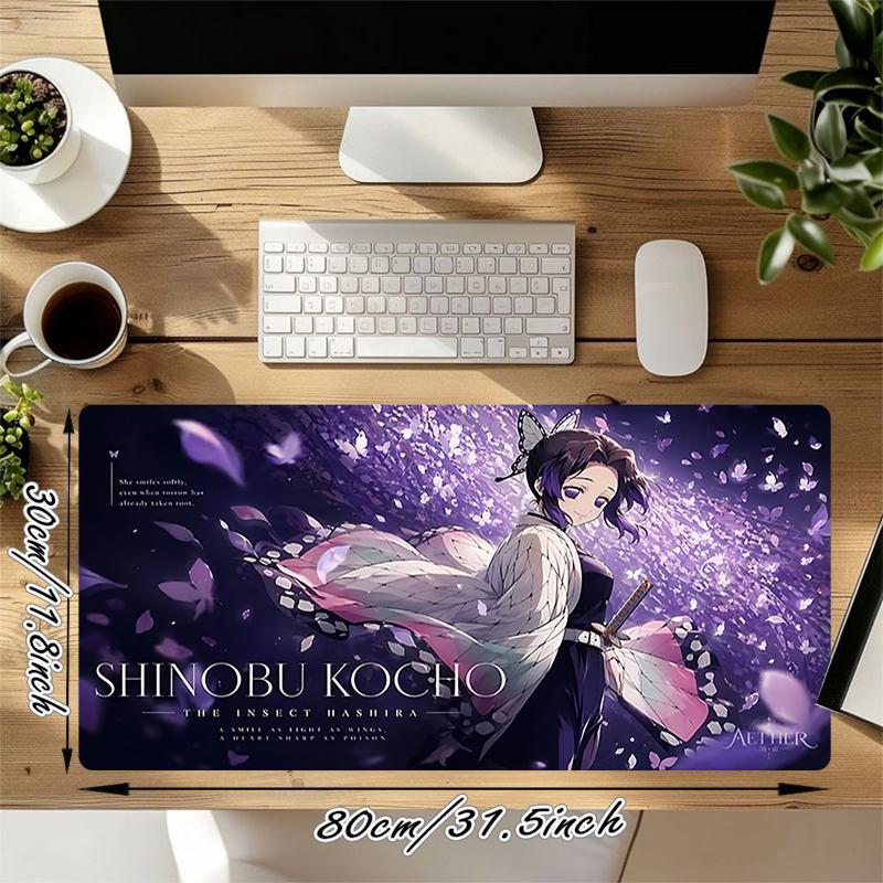 1 Stück Shinobu Kocho Butterfly Dreams Gaming-Mauspad Tastatur Schreibtischmatte Rutschfeste Gummikante Wasserdicht Computer-Mauspad für Büro Heimdekoration Y13