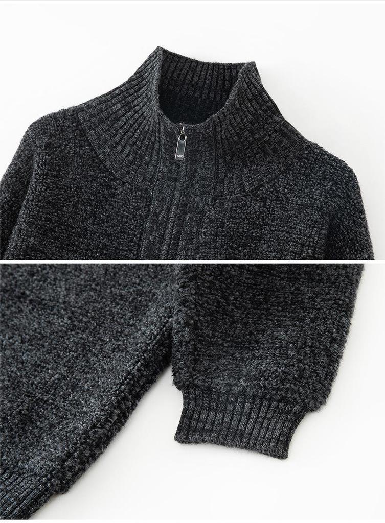 Women's Pure Wool Zipper Knit Cardigan - Long Sleeve, Soft, Warm, Solid Color for Autumn/Winter