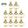 2/5/10Pcs Christmas Straw Cover Cute Ghost Design Silicone Straw Cap Dustproof Splash Proof 10mm Straw Tips Washable Anti-Slip Fit Lids Cup