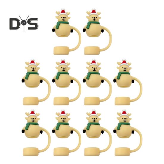 2/5/10Pcs Christmas Straw Cover Cute Ghost Design Silicone Straw Cap Dustproof Splash Proof 10mm Straw Tips Washable Anti-Slip Fit Lids Cup