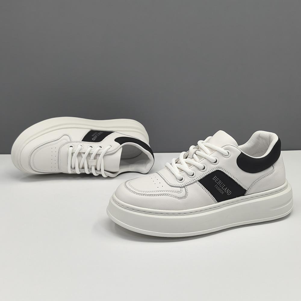 Raw Leather Sports and Leisure Shoes, White Board Shoes, Trendy Shoes, High-end Light Luxury